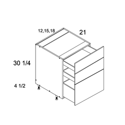 Palermo Gloss White Three Drawer Vanity Base Cabinet 12" x 34-1/2" x 21"