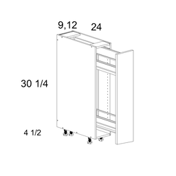 Palermo Gloss White Base Cabinet with Left Tray Pullout 9" 34-1/2" x 24"