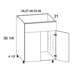 Palermo Gloss White Two Door One False Drawer Front Vanity Sink Base Cabinet 24" x 34-1/2" x 21"