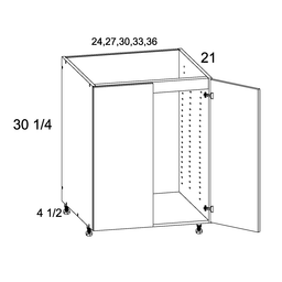 Palermo Gloss White Full Height Two Door Vanity Sink Base Cabinet 24" x 34-1/2" x 21"