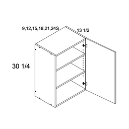 Palermo Gloss White One Door Wall Cabinet 15" x 30-1/4" x 13-1/2"