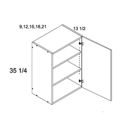 Palermo Gloss White One Door Wall Cabinet 9" x 35-1/4" x 13-1/2"