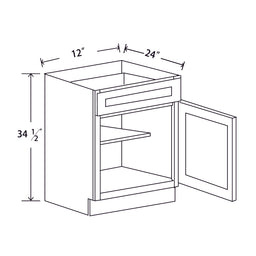 In-Stock Shaker White Single Door Base, 12"