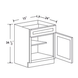 In-Stock Shaker White Single Door Base, 15"