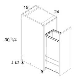 Palermo Gloss White Full Height Door Base with Single Trashcan Pullout 15" x 34-1/2" x 24"