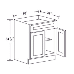 In-Stock Shaker White Two Door Base, 30"