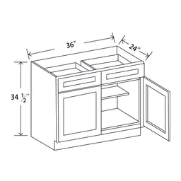 In-Stock Shaker White Two Door Base, 36"