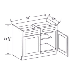 In-Stock Shaker White Two Door Two Drawer Base, 39"