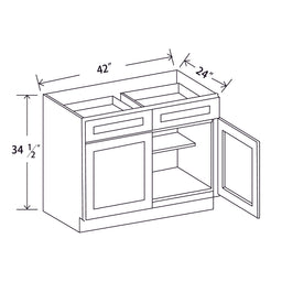 In-Stock Shaker White Two Door Two Drawer Base, 42"