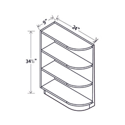 In-Stock Shaker White Base End Shelf Cabinet, 9"