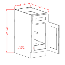 Shaker Single Rollout Shelf Base Kit, 18"