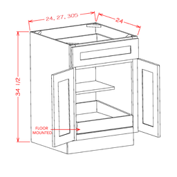 Shaker Single Rollout Shelf Base Kit, 24"