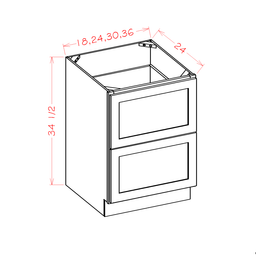 Shaker Two Drawer Base, 24"