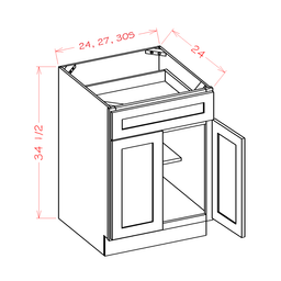 Edgeline Double Door Single Drawer Base, 24"
