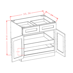 Shaker Double Rollout Shelf Base Kit, 36"