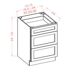 Edgeline Three Drawer Base, 30"