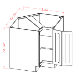 Lazy Susan Base Corner with Two Wooden Turntables, 33"