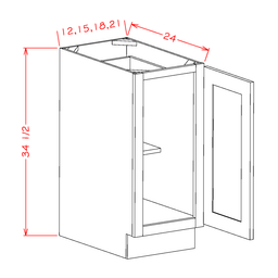 Shaker Full Height Single Door Base, 15"