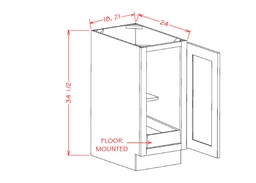 Shaker Single Rollout Shelf Full Height Door Base Kit, 18"