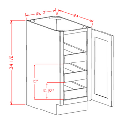 Shaker Triple Rollout Shelf Full Height Door Base Kit, 18"