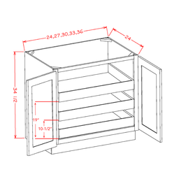 Shaker Triple Rollout Shelf Full Height Door Base Kit, 24"