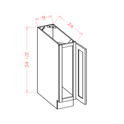 Shaker Full Height Single Door Base, 9"