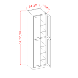 Shaker Four Door Utility Cabinet, 24" x 24" x 84"