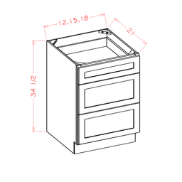 Shaker Three Drawer Base, 12"