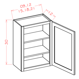 Shaker Single Door Wall Cabinet, 18" x 30"
