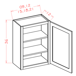 Edgeline Single Door Wall Cabinet, 15" x 36"