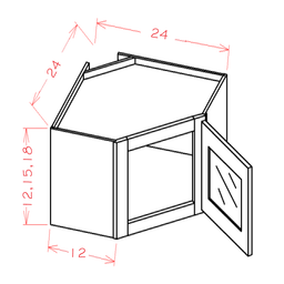 Shaker Wall Diagonal Stacker Cabinet, 12" x 24"