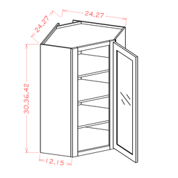 Edgeline Wall Corner Cabinets Glass Door, 24" X 30"