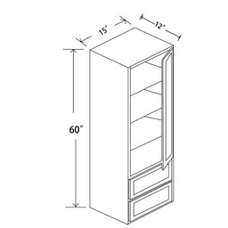 In-Stock Shaker White Tall Linen Cabinet, 15" x 60" x 12"