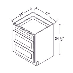 In-Stock Shaker White Three Drawer Base, 12"