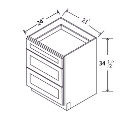 In-Stock Shaker White Three Drawer Base, 21"