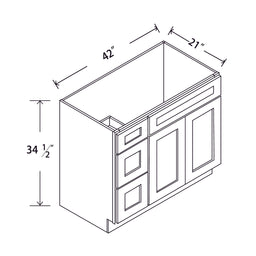 In-Stock Shaker White Base 2 Drawers (Left), 42"