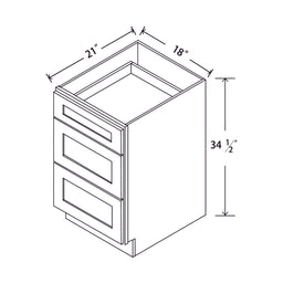 In-Stock Shaker White Vanity Drawer Base, 18"
