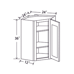 In-Stock Shaker White Wall Diagonal Cabinet, 24" x 36" x 12"
