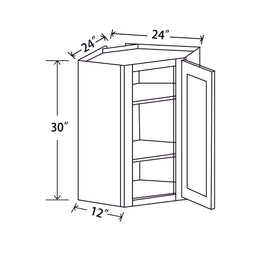In-Stock Shaker White Wall Diagonal Cabinet, 24" x 30" x 12"