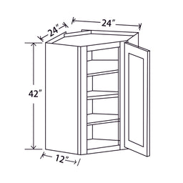 In-Stock Shaker White Wall Diagonal Cabinet, 24" x 42" x 12"