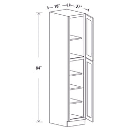 In-Stock Shaker White Tall Pantry, 18" x 84" x 27"