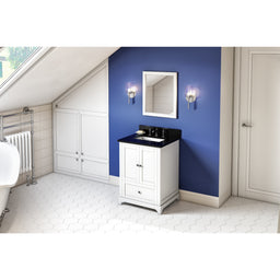24" White Addington Vanity, Black Granite Vanity Top, undermount rectangle bowl