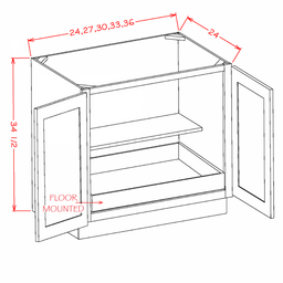 Shaker Single Rollout Shelf Full Height Door Base Kit, 24"