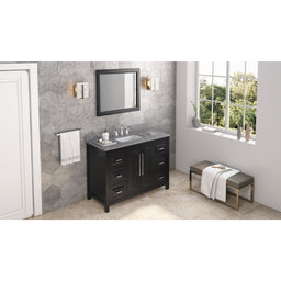 48" Black Cade Vanity, Steel Grey Cultured Marble Vanity Top, undermount rectangle bowl