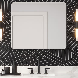 22" W x 1" D x 30" H Matte Black Rounded Rectangle Metal Frame Mirror