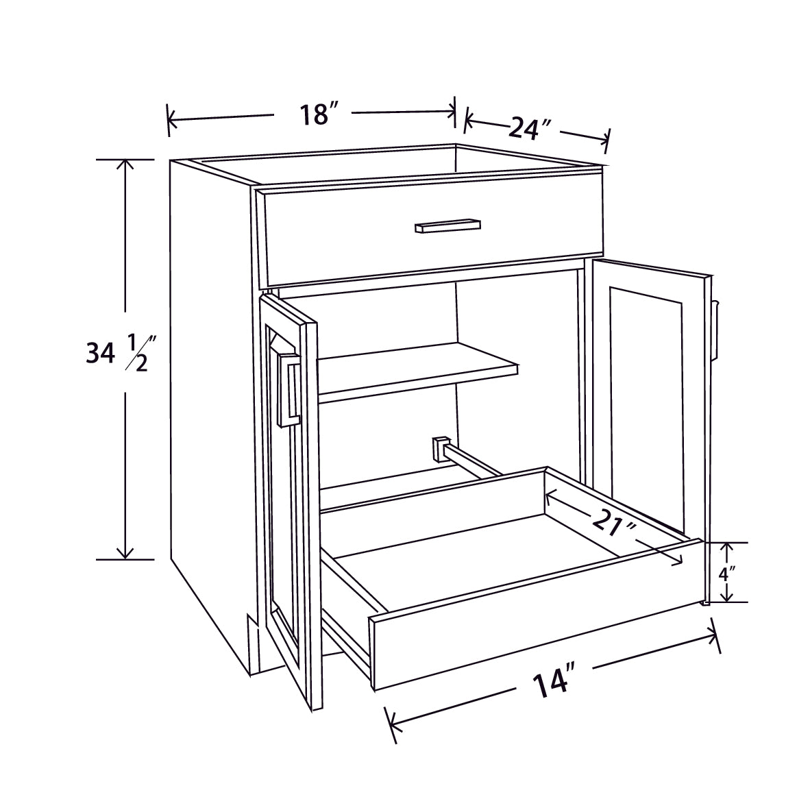 In-Stock Pull Out Tray, 18"