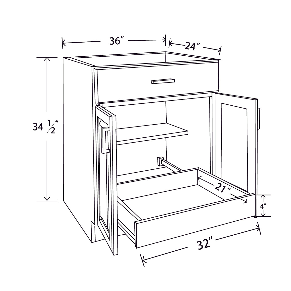 In-Stock Pull Out Tray, 36"