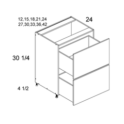 Palermo Gloss White Two Drawer Base Cabinet  18" x 34-1/2" x 24"
