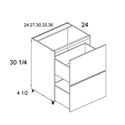 Palermo Gloss White Two Drawer Range Base 24" x 34-1/2" x 24"