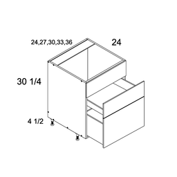 Palermo Gloss White Two Drawer with One False Front Range Base 27" x 34-1/2" x 24"